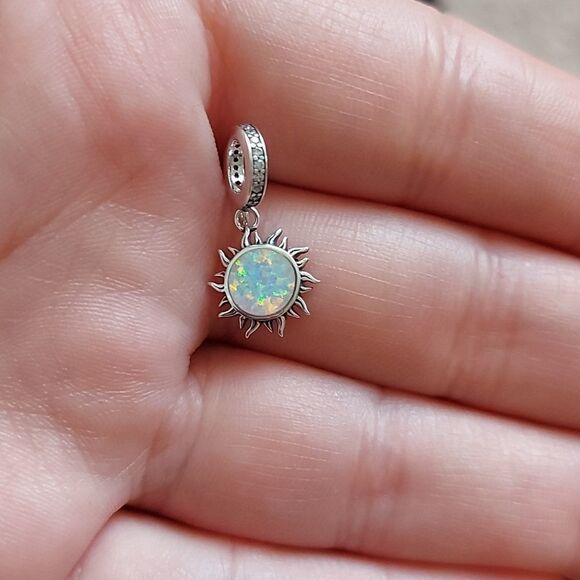 925 Silver Opal Sun Charm - Picture 2 of 10